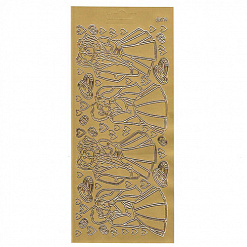 Контурные наклейки "Молодожены", лист 10x24,5 см, цвет золото
