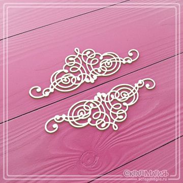 Чипборд "Два вензеля", 8х2,9 см (СкрапМагия)