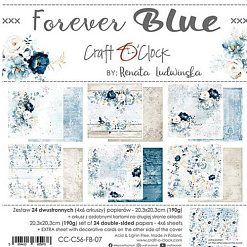 Набор бумаги 20х20 см "Forever blue", 24 листа (CraftO'Clock)