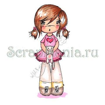 Штамп "Девочка с котенком"