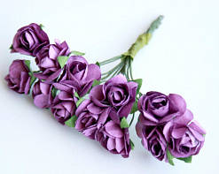 Букет бумажных цветов "Розы средние. Фиолетовые", 12 шт