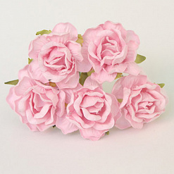 Букет больших кудрявых роз "Светло-розовый 2", 5 шт (Craft)