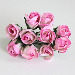 Букет больших роз с полураскрытым бутоном "Розовый с белым", 10 шт (Craft)