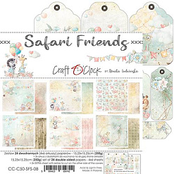 Набор бумаги 15х15 см "Safari friends", 24 листа (CraftO'clock)
