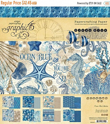 Набор бумаги 20х20 см "Ocean Blue Collection. Синий океан", 24 листа (Graphic 45)