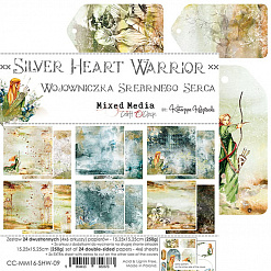 Набор бумаги 15х15 см "Silver heart warrior", 24 листа (CraftO'clock)