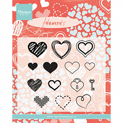 Набор штампов "Разные сердечки" (Marianne design)
