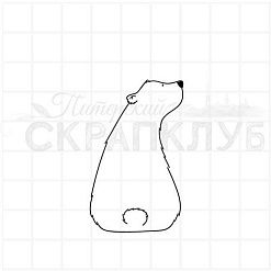 Штамп "Мишка, сидящий спиной", 3,2х5,1 см (Скрапклуб)