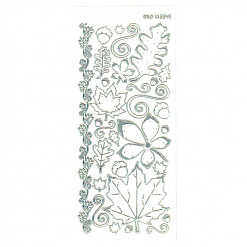 Контурные наклейки "Осенние листья", лист 10x24,5 см, цвет серебряный и прозрачный (JEJE)