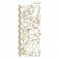 Контурные наклейки "Осенние листья", лист 10x24,5 см, цвет золотой и прозрачный (JEJE)