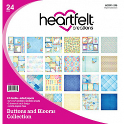 Набор бумаги 30х30 см "Buttons and bloom", 24 листа (Heartfelt Creations)