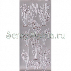Контурные наклейки "Нарциссы", цвет серебро (JEJE)