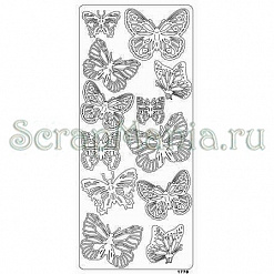 Контурные наклейки "Бабочки яркое лето" серебряные (ScrapBerry's)