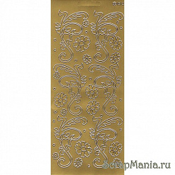 Контурные наклейки "HD большие листья", лист 10x24,5 см, цвет золото (JEJE)