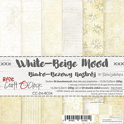 Набор бумаги 15х15 см "White beige mood", 24 листа (CraftO'clock)