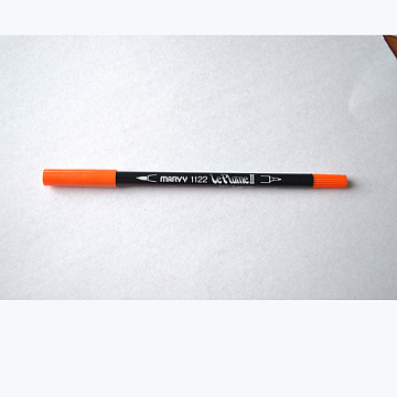 Маркер акварельный двусторонний "Le plume 2", толщина 0,3 мм, цвет оранжевый (Marvy Uchida)