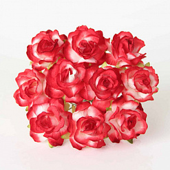 Букет кудрявых роз "Красный с белым", 10 шт (Craft)