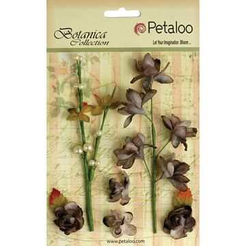 Набор цветочков на веточке "Пепельные" (Petaloo)