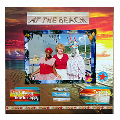 Набор бумаги 30х30 см с наклейками "At the beach", 8 листов (Reminisce)
