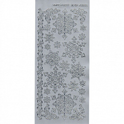 Контурные наклейки "Снежинки-стрелочки", лист 10x24,5 см, цвет серебро