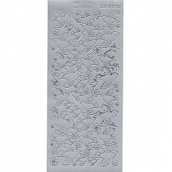 Контурные наклейки "Голубки", лист 10x24,5 см, цвет серебро (JEJE)