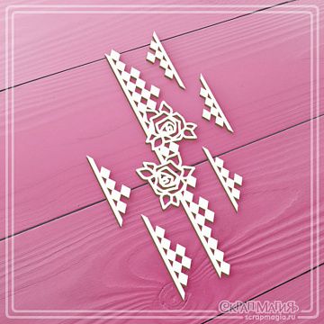 Чипборд "В стране чудес. Декор с ромбами и розами", 3,1х10,9 см (СкрапМагия)