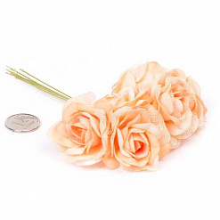 Букет тканевых роз с сеткой "Персиковый" (Magic Hobby)