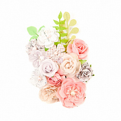 Набор тканевых цветов с листиками "Lavender Frost" (Prima Marketing)