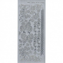 Контурные наклейки "Бабочки и орнаменты", лист 10x24,5 см, цвет серебро (JEJE)