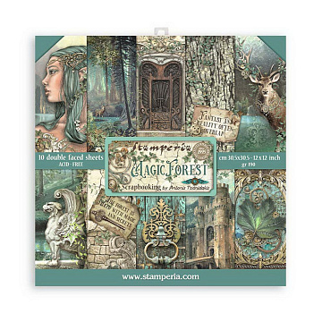 Набор бумаги 30х30 см "Magic Forest", 10 листов (Stamperia)