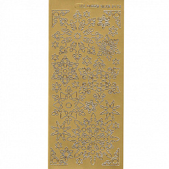 Контурные наклейки "Морозные снежинки", лист 10x24,5 см, цвет золотой (JEJE)