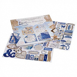 Набор бумаги 30х30 см "Морские впечатления" с наклейками и высечками (Рукоделие)