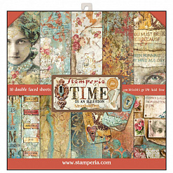 Набор бумаги 30х30 см "Time is an illusion", 10 листов (Stamperia)