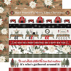 Набор бумаги 30х30 см с наклейками " Farmhouse Christmas", 12 листов (Carta Bella)