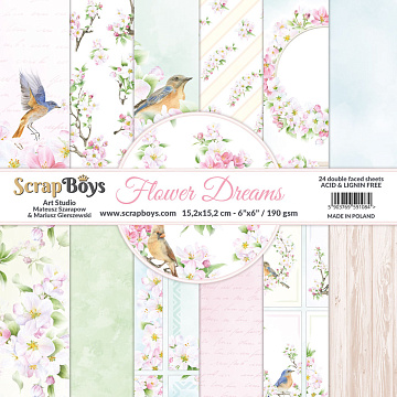 Набор бумаги 15х15 см "Flower dreams", 24 листа (ScrapBoys)
