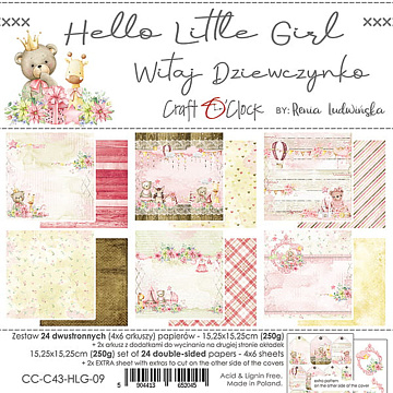 Набор бумаги 15х15 см "Hello little girl", 24 листа (CraftO'clock)