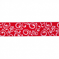 Лента репсовая "Завитки. Красная", ширина 25 мм, длина 90 см (Magic Hobby)