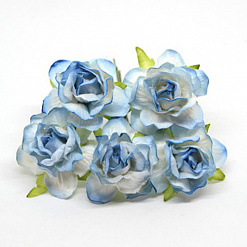 Букет больших кудрявых роз "Двухтоновый голубой", 5 шт (Craft)