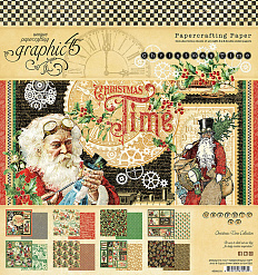 Набор бумаги 20х20 см "Christmas time", 24 листа (Graphic 45)
