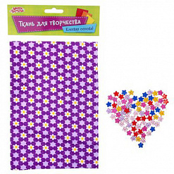 Ткань на клеевой основе 21х14,5 см "Фиолетовые цветочки"
