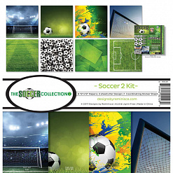 Набор бумаги 30х30 см с наклейками "Soccer", 8 листов (Reminisce)