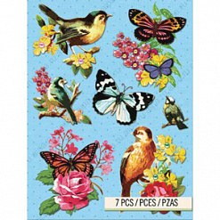 Наклейки объемные 11х15 см  "Бабочки и птицы в цветах" (K&Company)