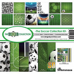 Набор бумаги 30х30 см с наклейками "Soccer", 12 листов (Reminisce)