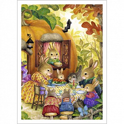 Тканевая карточка "Кроличья семья. Семейный ужин" (ScrapMania)