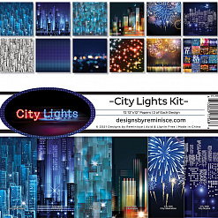 Набор бумаги 30х30 см "City lights", 12 листов (Reminisce)