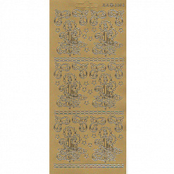 Контурные наклейки "Рождественские свечи", лист 10x24,5 см, цвет золотой (JEJE)