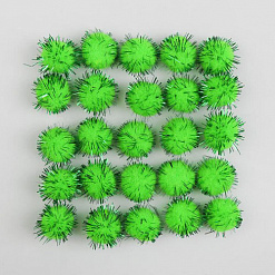 Набор помпонов "Зеленые с мишурой", диаметр 2 см