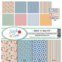 Набор бумаги 30х30 см с наклейками "Stitch'n'Sew", 8 листов (Reminisce)