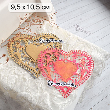 Нож "Салфетка. Сердце резное", 9,5х10,5 см (ScrapMania)