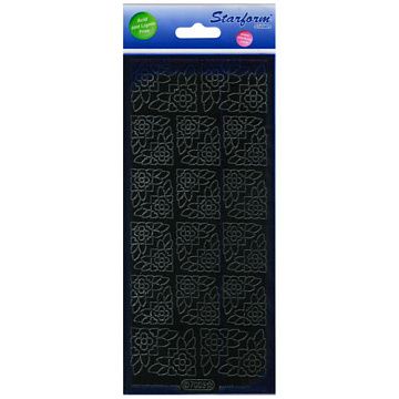 Контурные наклейки с бархатным покрытием "Черные цветочные уголки" (Elizabeth Craft)